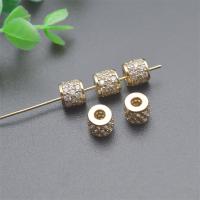 Brass Spacer Beads, Column, gold color plated, DIY & micro pave cubic zirconia 
