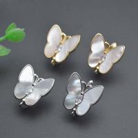 Brass Lever Back Earring Component, with Pearl Oyster, Butterfly, plated, DIY & micro pave cubic zirconia 