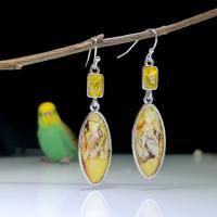 Zinc Alloy Drop Earring, with Glass & Resin, Horse Eye, silver color plated, fashion jewelry & for woman, yellow 
