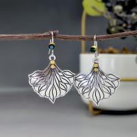 Zinc Alloy Drop Earring, with Glass, Leaf, antique silver color plated, vintage & fashion jewelry & for woman 
