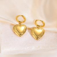 Stainless Steel Drop Earring, 304 Stainless Steel, Heart, Vacuum Ion Plating, fashion jewelry & for woman, golden 