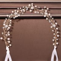 Bridal Hair Band, Zinc Alloy, with Plastic Pearl, fashion jewelry & for woman & with rhinestone, golden 