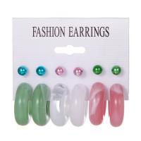 Acrylic Stud Earring, 6 pieces & fashion jewelry & for woman, multi-colored 