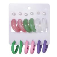 Acrylic Stud Earring, nine pieces & fashion jewelry & for woman, multi-colored 