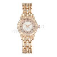 Women Wrist Watch, Zinc Alloy, with Glass & 304 Stainless Steel, Round, plated, fashion jewelry & Chinese movement & for woman & with rhinestone Approx 212 mm 