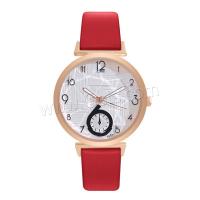 Women Wrist Watch, PU Leather, with Glass & 304 Stainless Steel & Zinc Alloy, Round, rose gold color plated, fashion jewelry & Chinese movement & for woman Approx 240 mm 