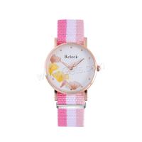 Women Wrist Watch, Canvas, with Glass & 304 Stainless Steel & Zinc Alloy, Round, rose gold color plated, fashion jewelry & Chinese movement & for woman Approx 230 mm 