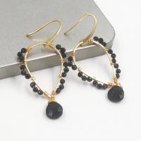 Gemstone Drop Earring, Natural Stone, with Brass, gold color plated, fashion jewelry & for woman 