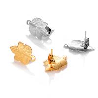 Composant Boucles d'oreilles en acier inoxydable, Acier inoxydable 304, feuille, Placage ionique sous vide, DIY, plus de couleurs à choisir Vendu par paire