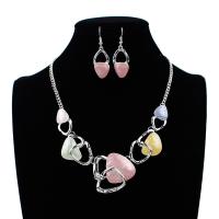 Fashion Zinc Alloy Jewelry Sets, Stud Earring & necklace, plated, 2 pieces & fashion jewelry gold 