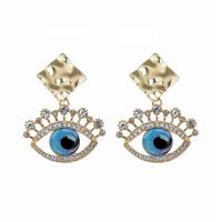 Zinc Alloy Rhinestone Drop Earring, Evil Eye, plated, fashion jewelry & with rhinestone, golden 