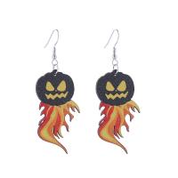 Wood Earring, Zinc Alloy, with Wood, printing, Halloween Design & fashion jewelry & for woman 