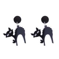 Acrylic Stud Earring, with Zinc Alloy, printing, Halloween Design  & for woman 