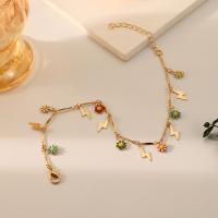 Brass Anklet, with 5cm extender chain, Daisy, plated, fashion jewelry & for woman Approx 22 cm 