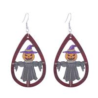 Wood Earring, with Zinc Alloy, printing, Halloween Design & fashion jewelry & for woman 