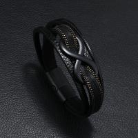 PU Leather Cord Bracelets, with Zinc Alloy, plated, fashion jewelry & for man 21-22CM 