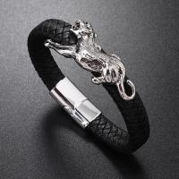 bracelet de cordon en PU , cuir PU, avec alliage de zinc, bijoux de mode & pour homme, plus de couleurs à choisir, Vendu par PC[