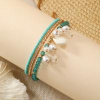 Glass Pearl Jewelry Bracelets, Seedbead, with Shell & Glass & Plastic Pearl & Zinc Alloy & for woman Inner Approx 55mm 