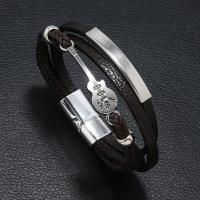 PU Leather Cord Bracelets, with Zinc Alloy, Guitar, fashion jewelry & for man 