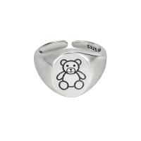 Sterling Silver Finger Ring, 925 Sterling Silver, Bear, Antique finish, fashion jewelry & for woman US Ring 