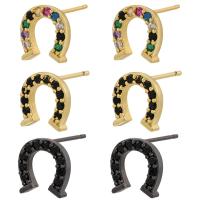 Rhinestone Brass Stud Earring, plated, micro pave rhinestone & for woman 