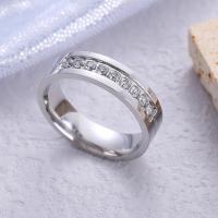 チタン鋼の指環, チタン鋼, ファッションジュエリー & 異なるスタイルを選択 & ライン石のある, 無色, 約 3パソコン/ペア, 売り手 ペア