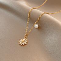 Zinc Alloy Necklace, with 5cm extender chain, fashion jewelry & micro pave cubic zirconia Approx 45 cm [