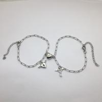 304 Stainless Steel Couple Bracelet, with Zinc Alloy, with 5cm extender chain, fashion jewelry Approx 18 cm [