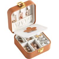 Multifunctional Jewelry Box, PU Leather, with Velveteen, Square, Double Layer & portable & Mini & dustproof [