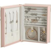 Multifunctional Jewelry Box, PU Leather, with Velveteen, Book, portable & dustproof & gold accent 