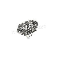 Anneau de diamant d'alliage de zinc sans nickel, Placage de couleur argentée, bijoux de mode & pour femme & avec strass, plus de couleurs à choisir, 18mm, Vendu par PC[