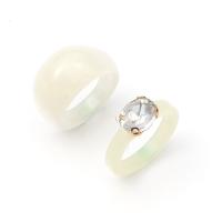 Anillo de dedo de acrílico, 2 piezas & Joyería & para mujer & con diamantes de imitación, Blanco, Vendido por Set