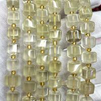 Versilberte Einzelader Murano Europa Perlen, Zitronenquarz, Quadrat, DIY & facettierte, gelb, 8mm, Länge:ca. 39 cm, verkauft von Strang