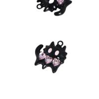 Cubic Zirconia (CZ) Zinc Alloy Pendants, with Cubic Zirconia, Cat, plated, DIY & enamel, black 