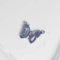 Pendentifs en alliage de Zinc Crystal, avec cristal, papillon, Placage de couleur argentée, DIY & facettes & double trou, violet Vendu par PC