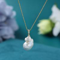 Natural Freshwater Pearl Necklace, gold color plated, fashion jewelry & for woman, white, 12-13x20-22mm Approx 44 cm 