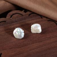 Süßwasser Perlen Ohrstecker, Natürliche kultivierte Süßwasserperlen, Modeschmuck & für Frau, weiß, 11-12mm, verkauft von Paar