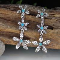 Turquoise Zinc Alloy Earring, with Synthetic Turquoise, Flower, plated, vintage & fashion jewelry & for woman 