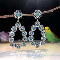 Turquoise Zinc Alloy Earring, with Synthetic Turquoise, Teardrop, antique silver color plated, vintage & fashion jewelry & for woman & hollow, blue 