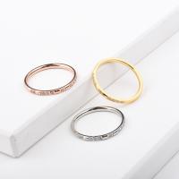 Titanium Steel Finger Ring, Vacuum Ion Plating, fashion jewelry & Unisex & micro pave rhinestone nickel, lead & cadmium free, 1.6mm [