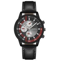 Men Wrist Watch, PU Leather, with 304 Stainless Steel & Zinc Alloy, Round, plumbum black color plated, fashion jewelry & Chinese movement & for man Approx 247 mm 