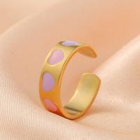 Titanium Steel Finger Ring, with enamel, plated, fashion jewelry & for woman 18mm [