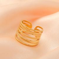 Stainless Steel Finger Ring, 304 Stainless Steel, plated, fashion jewelry & multilayer & for woman, gold, 18mm 