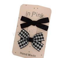 Alligator Hair Clip, Polyester and Cotton, with Iron, Bowknot, 2 pieces & for children, black, 60mm [