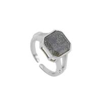 Цирконий Micro Pave Латунь палец кольцо, Другое покрытие, инкрустированное микро кубического циркония & Женский, серебряный, продается PC[