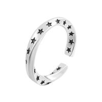 Brass Finger Ring, Star, Antique finish, fashion jewelry & Unisex, silver color [
