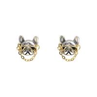 Brass Stud Earring, Dog, plated, fashion jewelry & Unisex, gold [