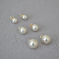 Plastic Stud Earring, Plastic Pearl, Round, fashion jewelry & for woman, white 