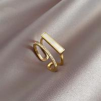 Anilo de dedo de latón, metal, chapado en color dorado, Joyería & para mujer & con diamantes de imitación, 17mm, Vendido por UD