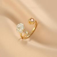Латунное кольцо с стразами, Латунь, плакирован золотом, ювелирные изделия моды & Женский & со стразами, 17mm, продается PC[